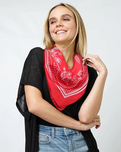 AWAYTR 27.5” Silk Satin Square Head Scarf - 4PCS Satin Head Scarves for Women Hair Kerchief Bandanas Sleeping Head Wraps - color: Paisley(black/Red/Blue/Camel)
