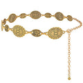 XZQTIVE Women Boho Chain Belts For Dresses Jeans Western Cowgirl Waist Links Belt Adjustable Metal Concho Belt - size: Fit Waist upto 36inches, style: Matter Gold