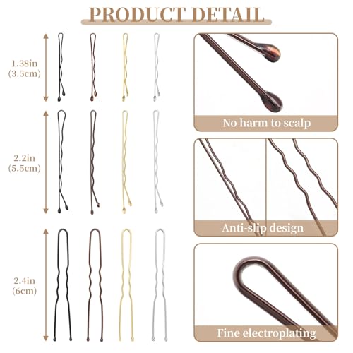 QIUTIMIY 200 Pcs 1.38 Inch Wave-Shaped Bobby Pins Mix Metal Hair Pins Hair Accessories for Women Stylists Hair Sticks Girl - color: Multi-colored, size: Wave-2.2in