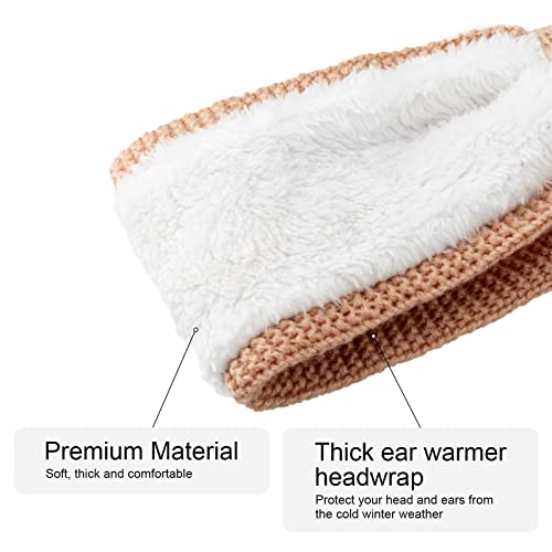 DRESHOW Crochet Ear Warmer Headband Soft Knit Chunky Turban Stretch Thick Headbands Warmer Fuzzy Head Wrap for Women - color: 1 Pc Double Twist: Pink