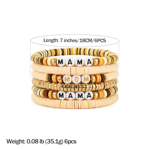 Elegance 11 designs Heishi Beaded Bracelets For Women Polymer Clay Colorful Surfer Stackable Beads Boho Bracelet Summer Beach Jewelry - color: Khaki pink