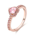 KUNSIR 925 Sterling Silver Rings Classic Cubic Zirconia Eternity Promise Statement Anniversary Wedding Bands Engagement Rings for Women Infinity Forever Love Ring Size 7-9 - style: 1-Pink Stone Ring