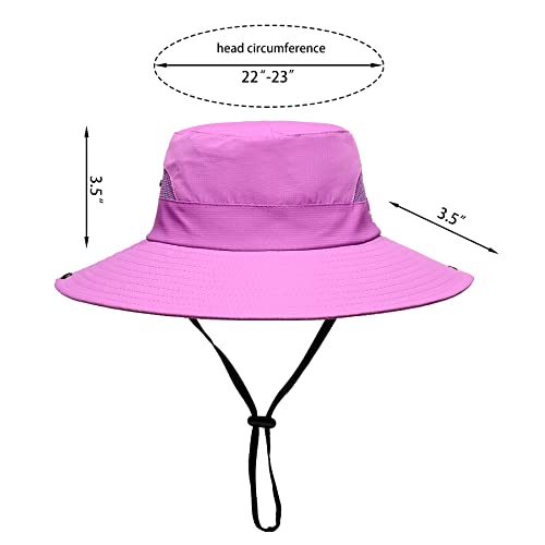 Womens Summer Sun Hat Beach Hat Wide Brim Outdoor UV Protection Hat Foldable Cool Mesh Ponytail Bucket Hat - color: Pure Purple