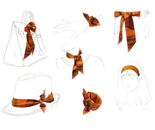 JERLA 100% Mulberry silk Scarf bag scarf Head Hair Ribbon Handbag Handle wrap Tie Bundle Neckerchief Scarf for women - color: Flower Blue
