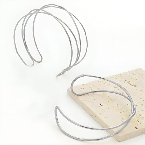 Silver Arm Cuff for Women Open Adjustable Armband Stackable Upper Arm Bracelet Bangle Minimalist Summer Beach Cuff Jewelry - color: Silver Arm Cuff CD