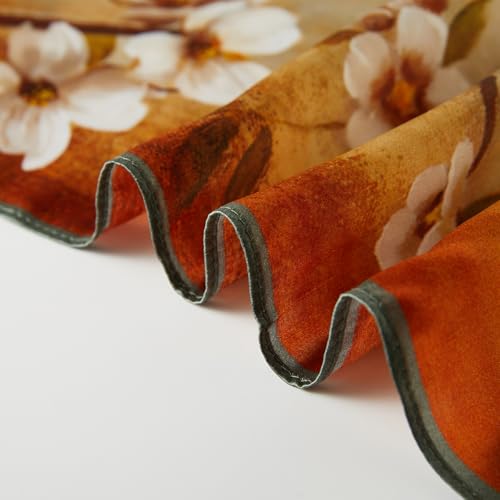 100% Mulberry Silk Neck Scarf 21''x21'' Small Square Hair Scarf for Women Men Lightweight Bandana Envelope Package - color: Flower Pattern-brown
