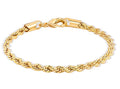 Barzel 18K Gold Plated Rope Chain Bracelet - Made In Brazil - color: 4MM, size: 7.5 Inches