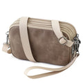 Small Wristlet Wallet for Women, 3-Zip Crossbody Phone Purse - color: Taupe/Shatteredpvc