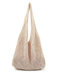 Crochet Mesh Beach Tote Shoulder Handbags Hobo Summer Aesthetic Women's Bag - color: Beige