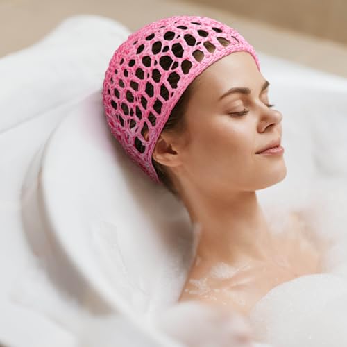 Geyoga 4 Pieces Mesh Crochet Hair Net Rayon Knit Snood Hat Thick Short Women Hairnet Snoods Cover Ornament for Sleeping(Black, Pink, Gray, Blue) - color: Black, Pink, Gray, Blue