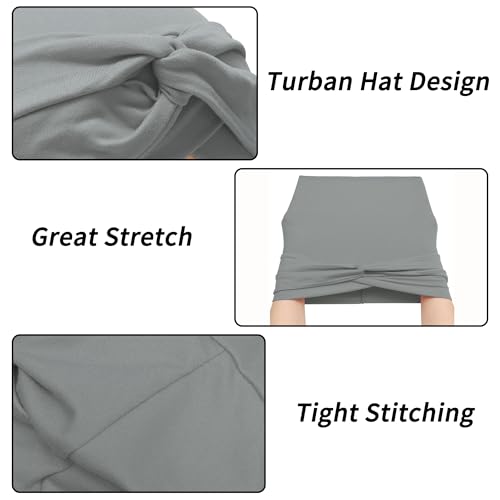 ZLYC Chemo Headwear for Women Pre Tied Turban Headwear Lightweight Beanie Hat - color: Knot Light Gray