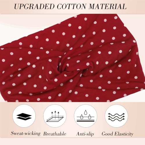 obeoby 6Pack Polka Dot Headbands for Women Girls, Wide Elastic Head Bands Non Slip for Workout, Trendy Thick Cross Hair Bands for Retro Y2K Outfit - color: Polka dots