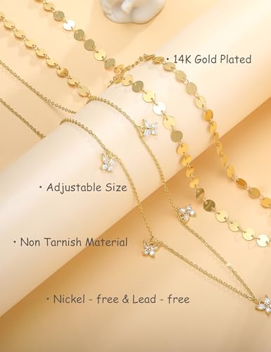 Waist Chain for Women 14K Gold Plated Waist Beads Belly Chain Dainty Layered Body Chain Belt Beach Jewelry for Women Sexy Waterproof Non Tarnish Adjustable Summer Jewelry Accessories - style: coin & butterfly