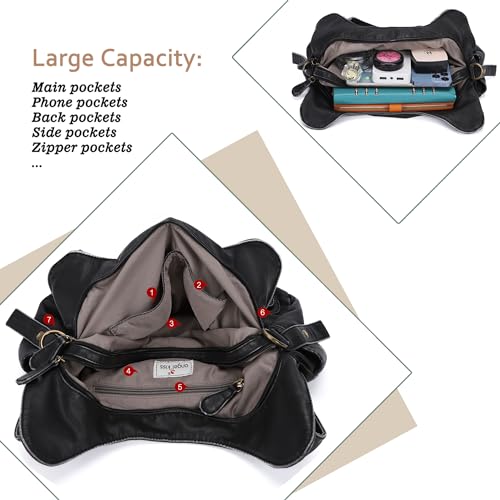 Angelkiss Hobo Purses and handbags for Women Satchel Handbag Women Purses Large Daily Shoulder Bags | Purses - color: 801black