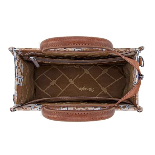 Wrangler Aztec Tote Bag for Women Boho Shoulder Purses and Handbags - color: Aztec Brown (Guitar Strap)