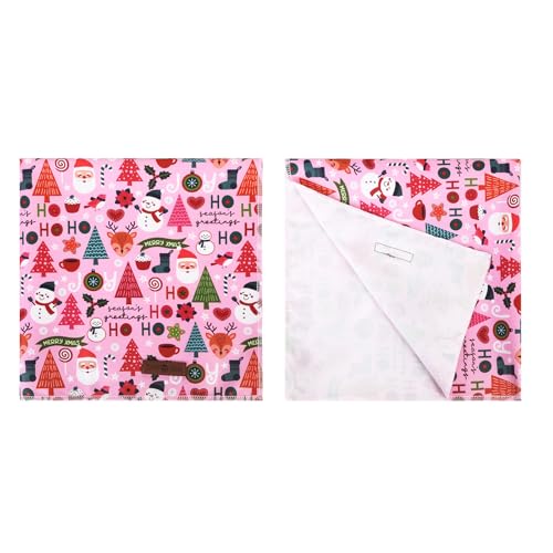 Lionet Paws Christmas Dog Bandana Washable Cotton Handkerchief Scarf Triangle Ho Christmas Tree Pink Bandanas for Small Medium Dogs Girl - color: Ho Xmas, size: Small (Pack of 1)