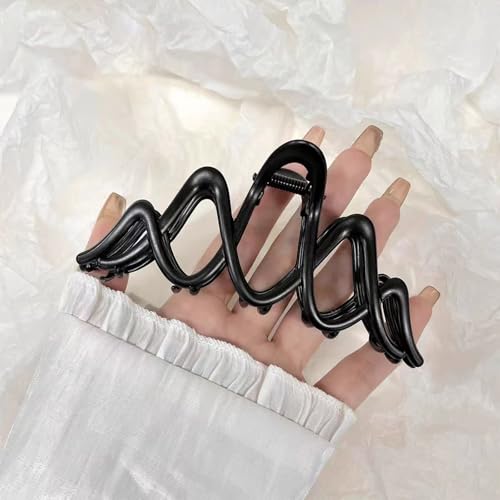 Metal Claw Clip for Thick Hair, Black Claw Clip with Strong Hold, Non-Slip Metal Hair Clip for Buns, Twists & Half-Up Styles, 1 Piece