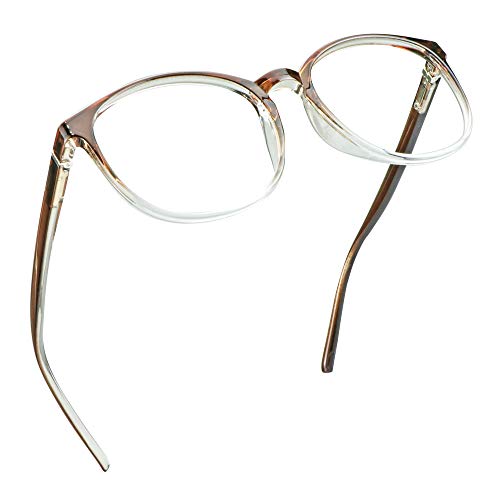 LifeArt Round Blue Light Blocking Glasses, Computer Glasses, Gaming Glasses, TV Glasses for Women Men (Clear Brown, No Magnification) - color: 13_days_clear Brown, size: +0.00(No Magnification)