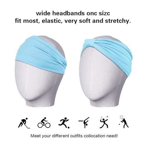 GiLi 2 Pack Wide Headbands for Women Boho Knotted Non Slip Fashion Hair Bands Yoga Running Sports Workout Gym Head Wraps Elastic Soft Cotton Cloth Turbans Bandana for Girls (Light Purple,Light Blue) - color: 2 Color (Light purple+Light blue)