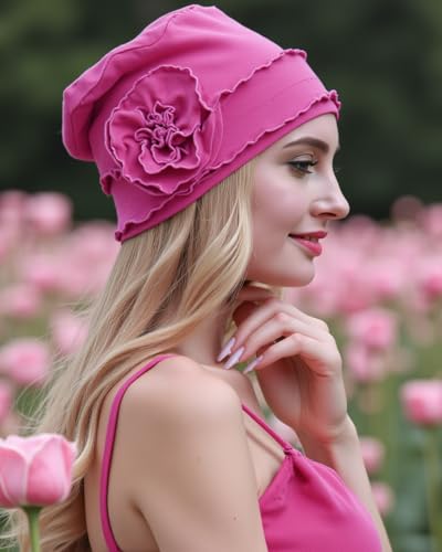 osvyo Chemo Headwear Turban Cap for Women - Cancer Beanie Hair Loss Sealed Packaging - color: Cotton Fuscia Pink