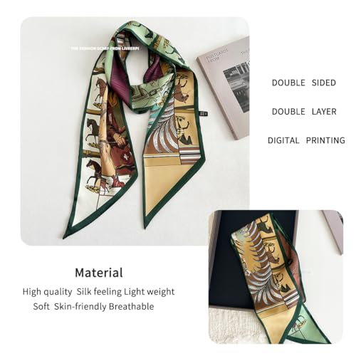 Hair Head Neck Bag Long Scarf Versatile Wrap for Women Soft & Lightweight for Everyday Chic - color: 116 Horse Green 5.12 X 59 Inch