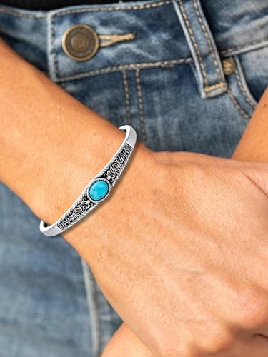 Genuine Turquoise Bracelet Cuff Bracelet for Women Mom 925 Sterling Silver Natural Turquoise Bangles Vintage Bracelet Boho Jewelry for Birthday Christmas Mother's Day Valentine's Day - style: Cloud