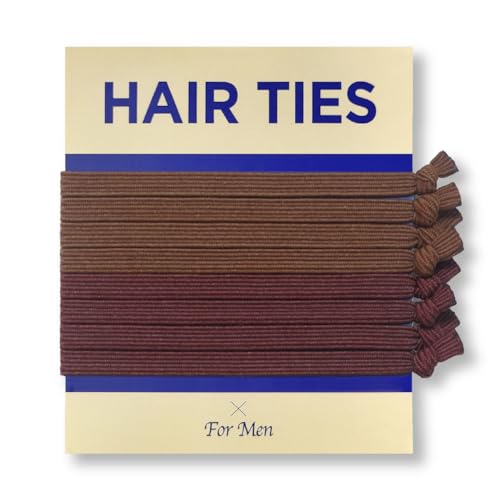 HAVHAF Knotted Mens Hair Ties For Men 8pcs (Thin, Cognac) - No damage Crease Breakage Man Bun Hair Tie Men with Long Hair For Curly Thick Elastic Hair Ties For Guys | Perfect hairtie - color: Cognac