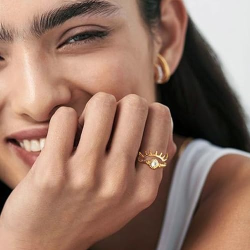 FAXHION 24-60 Pcs Gold Stackable Rings for Women, Knuckle Rings Chunky Gold Ring Set Dainty Stacking Cute Rings, Multiple Sizes Cute Jewelry Set Gift - style: Modern, Contemporary, American