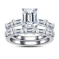 Oval/Pear/Cushion Cut Moissanite Wedding Ring Set D Color VVS1 Clarity 925 Sterling Silver Engagement Promise Anniversary Rings Bridal Sets for Women with Certificate - style: 3.8cttw Emerald Cut