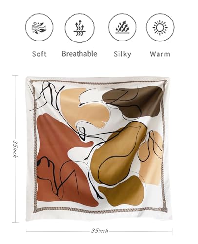 Hioyiwse Head Scarf For Women Hair Bandana 35" Large Square Satin Wrap Sleeping Neck Silk Satin Hair Scarves Lightweight - color: F19-red-orange Block(35*35inch）