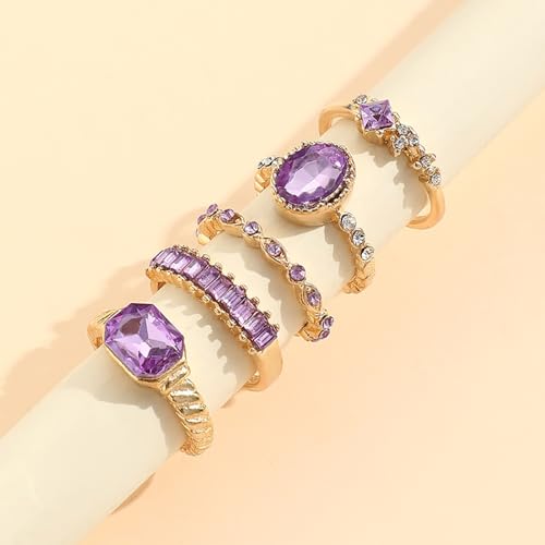 Crystal Stackable Rings Set for Women Trendy Star Moon Knuckle Rings Set Vintag Boho Rhinestone Midi Finger Rings Set