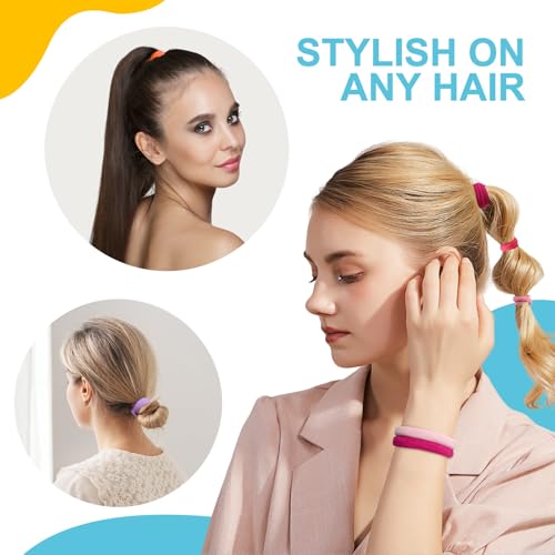 HOYOLS Seamless Hair Band Small Hair Ties Ponytail Holder No Crease Damage 4cm (10 Multi Color Set) - color: Baby Mixed Color