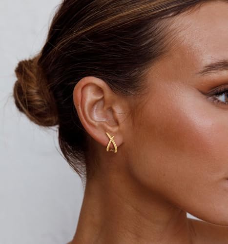 14K Gold Plated Dangle Earrings for Women Chain Dangling Long Earrings Trendy CZ/Twisted X Hoop Studs Dainty Threader Earrings Wedding Hanging Drop Dangly Minimalist Jewelry Gifts for Woman - style: 6