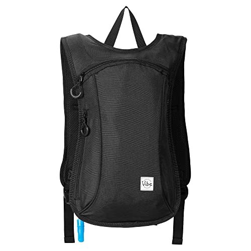 Vibe Festival Gear Rave Hydration Pack Backpack with 2L Water Bladder for Women Men – Festival Hydropack, Hydro Pack, Leak Proof, Lightweight – Teens, Party, Hiking, Running, Outdoor Sports - color: Black