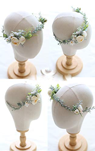Flower Crown Greenery Boho Headband Festival Wedding Flower Girl Headpiece Wreath Photo Hair Prop Headpiece