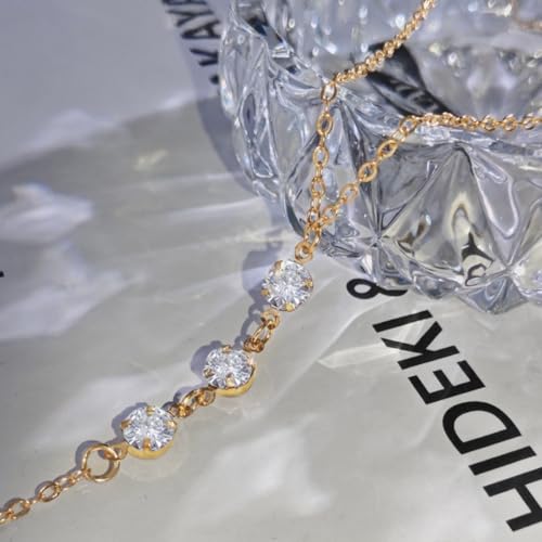 Rhinestone Back Chain Necklace for Women Bridal Wedding Sexy Rhinestone Backdrop Chain Waist Belly Chains Trendy Body Chains Jewelry - style: 3Gold