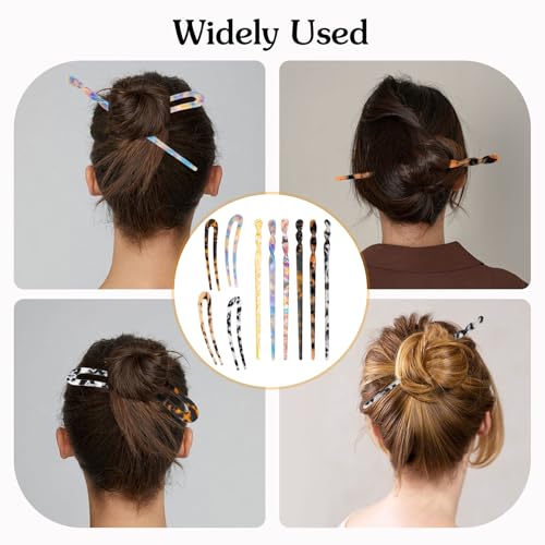 10Pcs Hair Sticks, Acetate Vintage Hair Chopsticks for Women, 6 PCS Hair Chopsticks and 4 PCS U Shaped Hair Forks