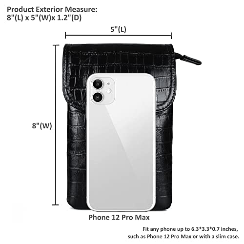 befen Genuine Leather Small Crossbody Bags for Women Cell Phone Bag Cross Body Purses,Silver Zipper - color: Black Crocodile