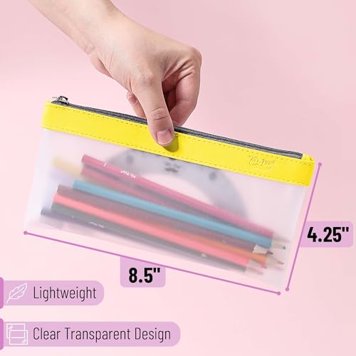 Mr. Pen- Clear Pencil Pouch, 8.50"x4.25", 3 Pack, Durable TPU Material | Medium Water-Resistant Pencil Bags with Smooth Zipper, Multipurpose Clear Pouch for Stationery, School, Office - color: Candy, size: 3 Pack, Medium
