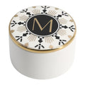 COLLECTIVE HOME - Monogram Jewelry Box, Bohemian Ceramic Trinket Box, Storage for Necklace Ring Bracelet Keys, Birthday Mother's Day Christmas Gift for Women, 3.25" x 2.5" (M) - color: M