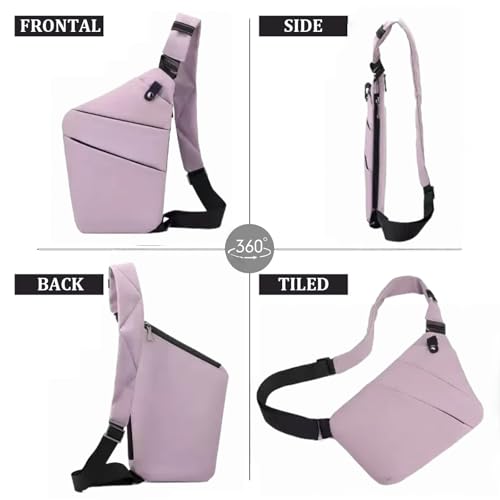 Crossbody Travel Bags for Women, Anti Theft Proof Safe Slim Sling Travel Purses, Personal Flex Shoulder Bag for Men Women - color: Purple, size: Left Shoulder