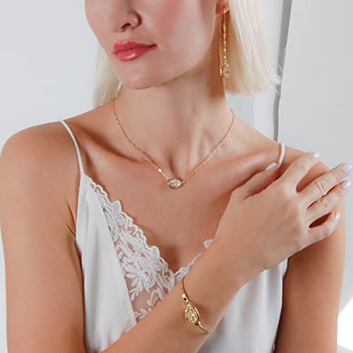 Simulated Druzy Threader Earrings for Women - Gold, Silver, or Rose Gold Tone Long Chain Earrings with Boho Created Geode Stone - color: Gold - Gold Stone
