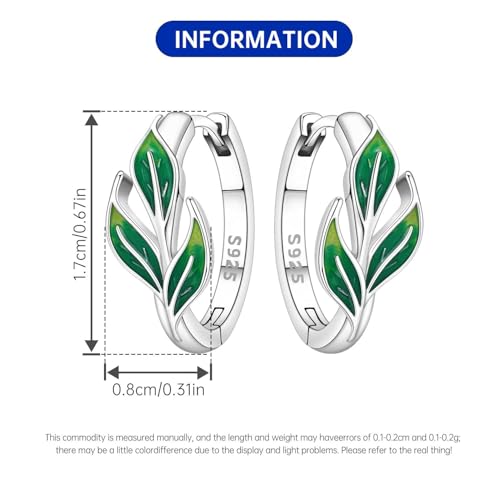 Earrings for Women 925 Sterling Silver Hoop Earring Colorful Cute Fashion Hoop Earrings Graduation Birthday Jewelry Gifts for Women - color: Leaves Earrings