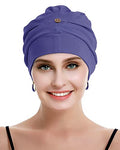 osvyo Cotton Chemo Turbans for Women Cancer Hairloss hat - Cotton Lightweight Headwear Sealed Packaging - color: Cotton Denim Blue