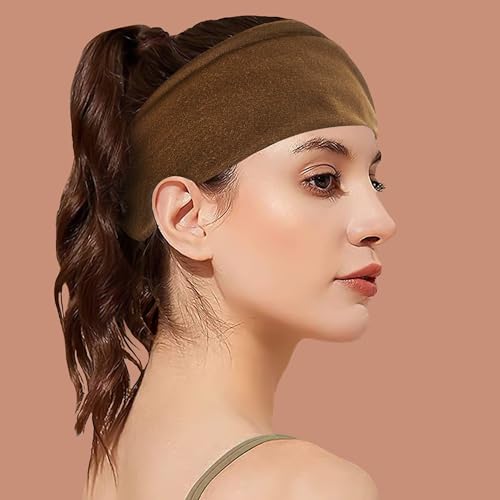 Boho Headbands for Women Extra Large Wide Turban Hair Band Workout Yaga Sports Elastic Headwear Hair Twisted Knot Accessories for Women and Girls - color: Black&Brown