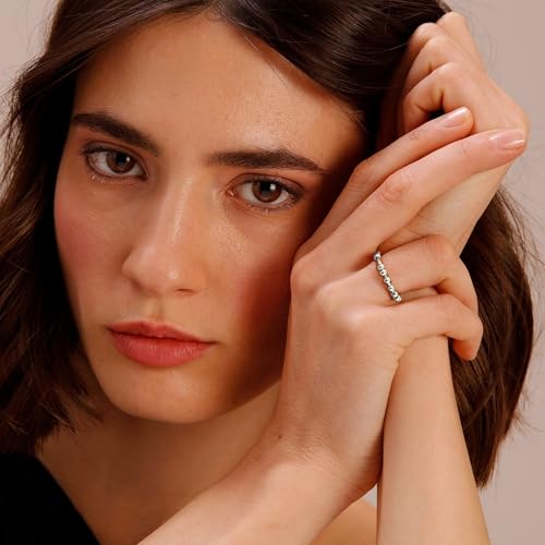 FEYIR 8 Pcs Fidget Rings for Women Anxiety Spinner Stainless Steel CZ Band Ring Spinning Rings Set for Anxiety - color: 8pcs-Silver