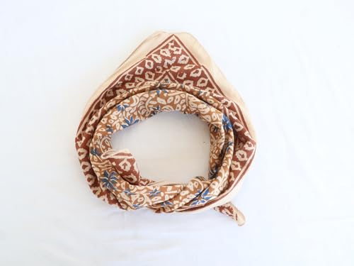 100% Handmade Organic Cotton Bandana – Soft Bohemian Print Head & Neck Scarf for Women – Sustainable Boho Style