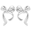 Gold Silver Bow Drop Earrings for Women Long Tassel Chain Bow Earrings Ribbon Bowknot Dangle Earrings Jewelry Gifts - color: Silver Bow C