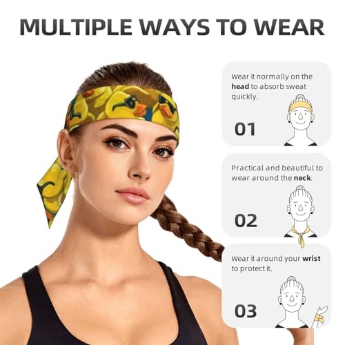 Sports Head Tie Westie Dogs Beach Summer Tropical Tie Sweatband Headband Men Women Elastic Bandana Adjustable Non-Slip Moisture Wicking for Running Football Yoga Workout Athletic Hair Ninja Head Band - color: Rubber Duck Painting