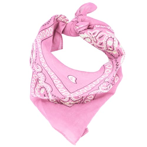 6 Pack Pure Cotton Bandana, Multi-Purpose Square Handkerchief, Face Mask headband for Men and Women - color: Pink